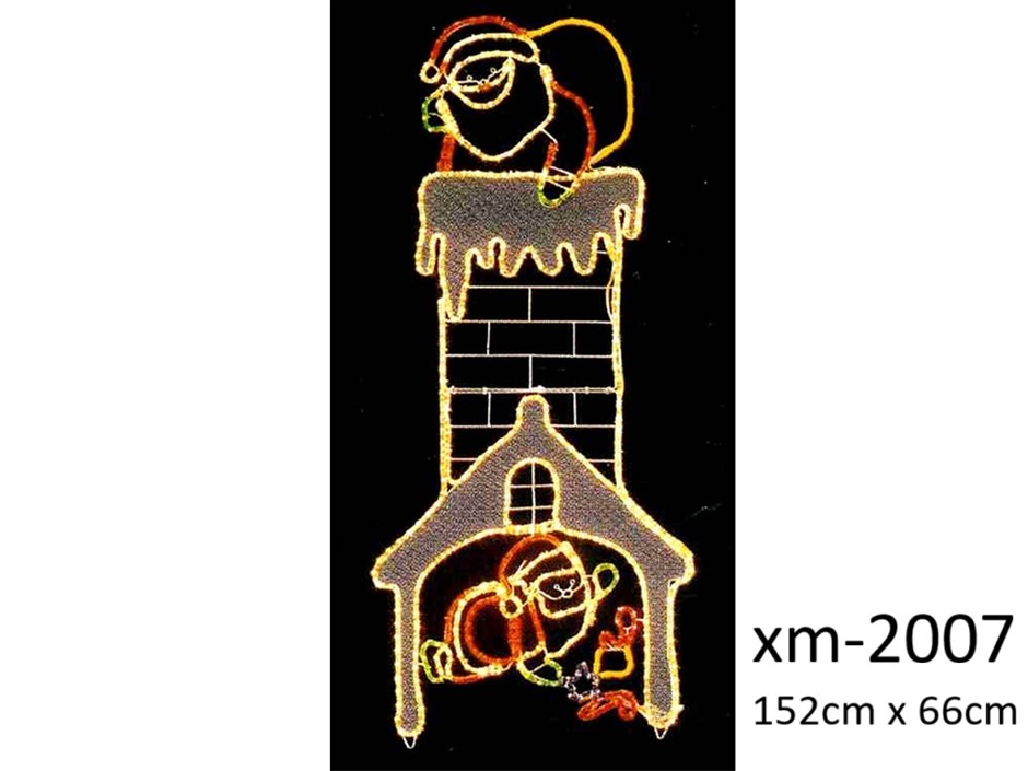 Christmas Light - Santa coming down chimney 152cm H x 66cm W- NEW xm-2007