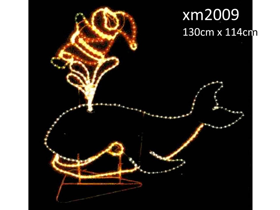 Christmas Light - Whale splashing Santa 114cm H x 130cm - NEW xm-2009
