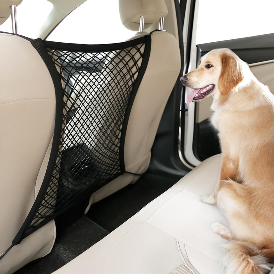 RABBITGO Dog Car Barrier Net with Storage Pouch Front Seat Pet Barrier for