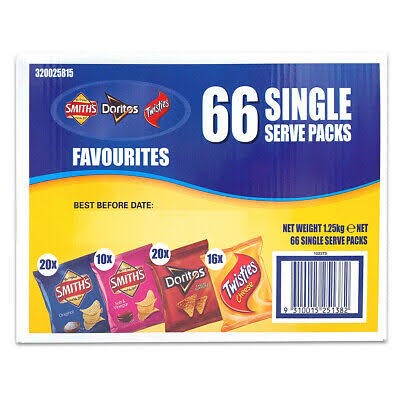 2 x SMITH'S 66pk Variety Favourites, Incl: Smith's Doritos & Twisties. NB: