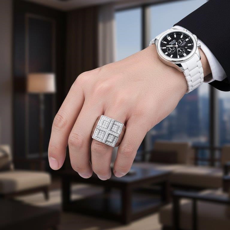 GRA Moissanite white 18k Real Gold Vermeil Cross Ring -11US-VVS1