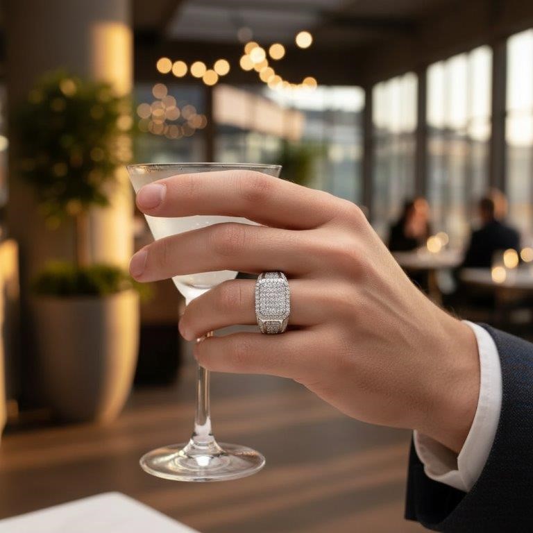 GRA Moissanite white 18k Real Gold Vermeil Men's Ring -12US-VVS1