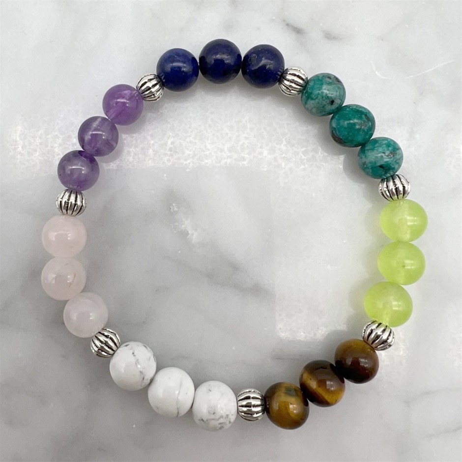 Multi Colour Gemstone Stretch Beaded Bracelet