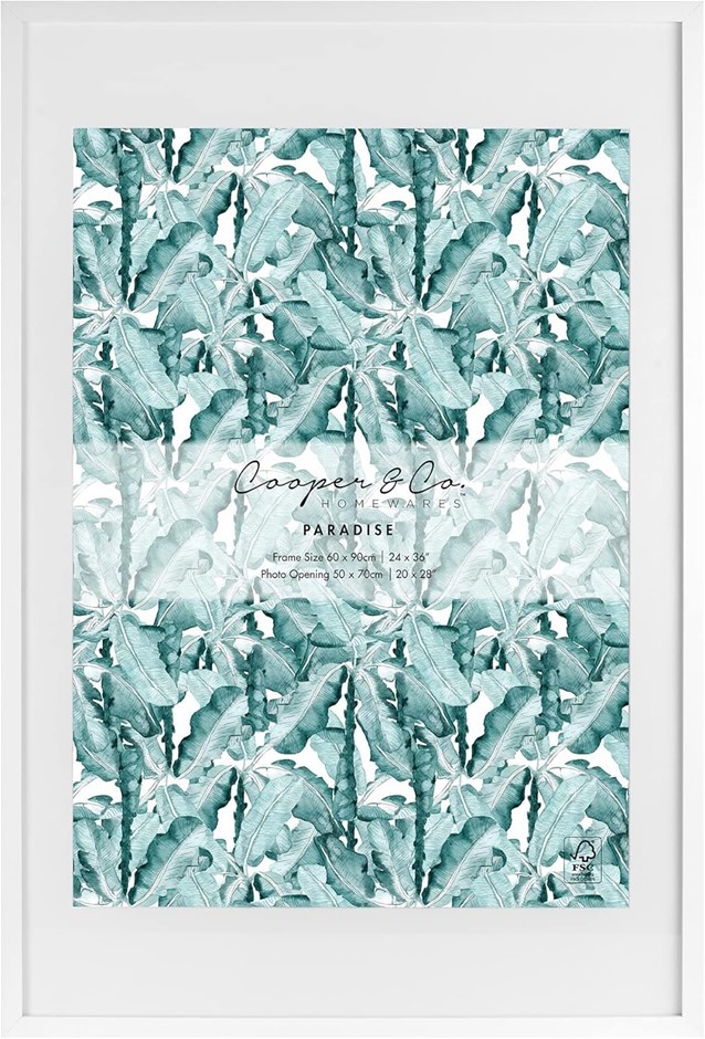 COOPER & CO. 60x90cm Matt to 50x70cm White Premium Paradise Wooden Photo Fr