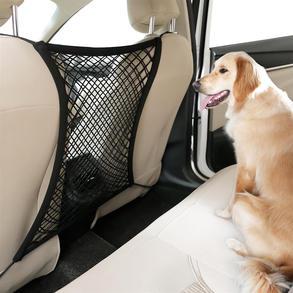 RABBITGO Dog Car Barrier Net with Storage Pouch Front Seat Pet Barrier for