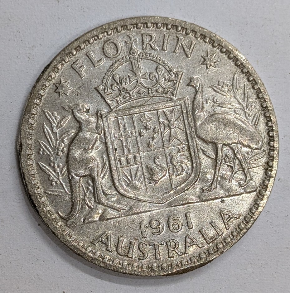 1961 AUSTRALIA Silver Two Shillings FLORIN Coin