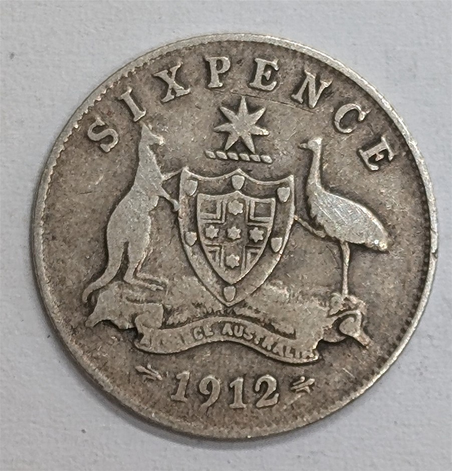 1912 AUSTRALIA Silver Sixpence 6P Coin