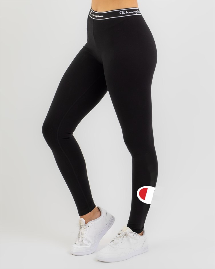 CHAMPION Womens CC Logo Athleticwear Leggings, Black, Size M