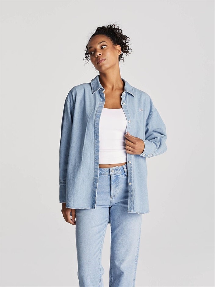 LEE Women's Candice Oversized Shirt, Size 10, 90s Denim (WA4), 652494. RRP: