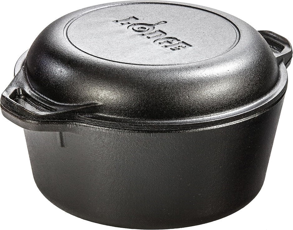 LODGE Cast Iron Double Dutch Oven, 5-Quart. L8DD3 Buyers Note - Discount F