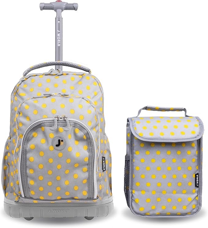 J World Lollipop Kids Rolling Backpack & Lunch Bag Set for Elementary Schoo