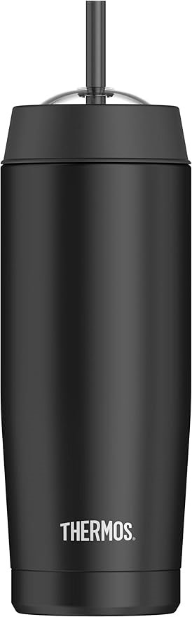 Thermos TS4034BK4 16 Ounce Vacuum Insulated Cold Cup with Straw, Black