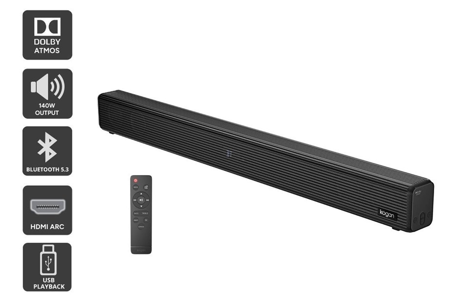 KOGAN 2.1 Channel 140W Dolby Atmos Soundbar with Built-in Subwoofer. Buyer