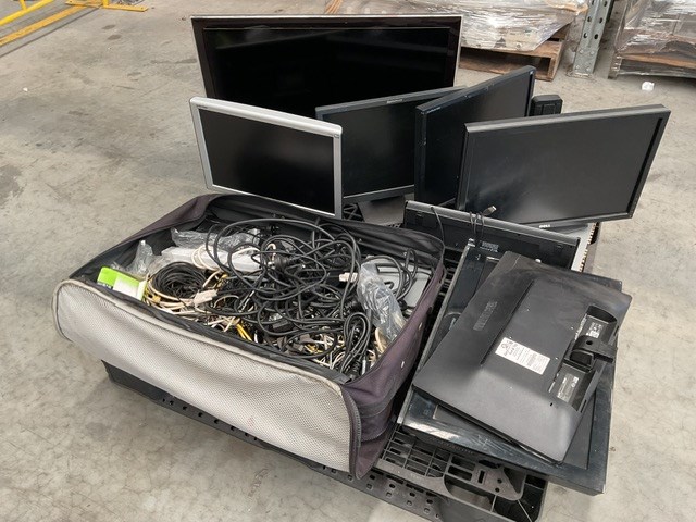 Various LCD Monitors and Cables