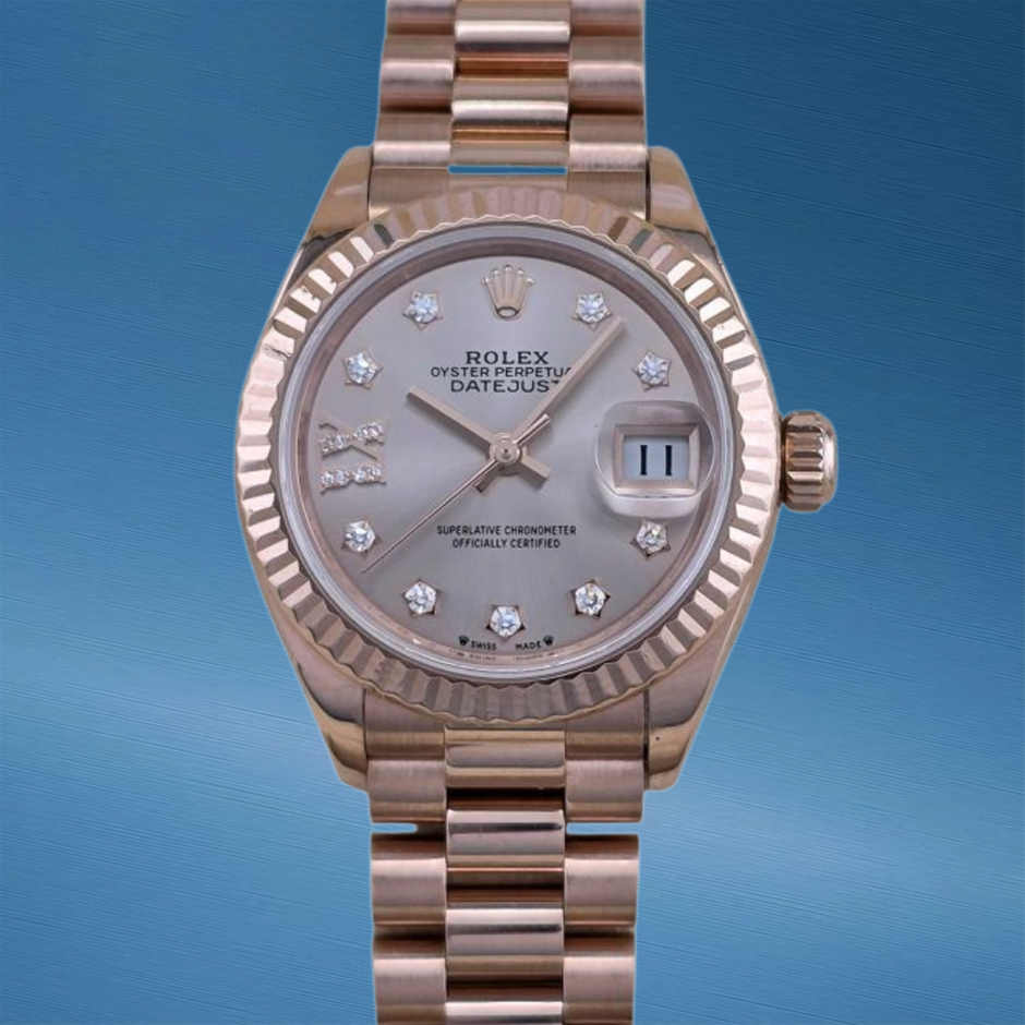 Rolex Lady-Datejust 28 Everose Gold 279175 Diamond Dial 28mm BxP ...