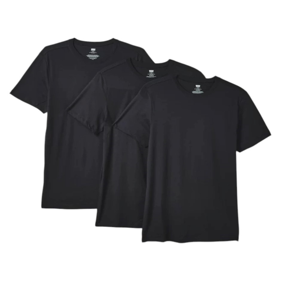3-Pack LEVI'S Men's Crew Tees, Size XL, 100% Cotton, Black.