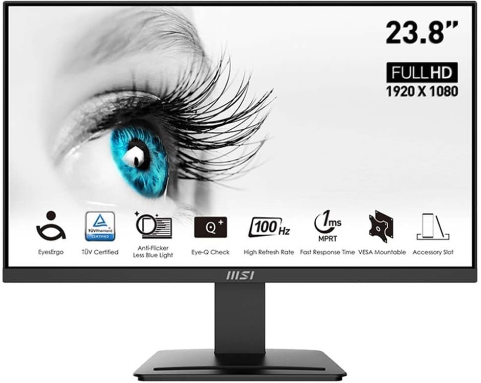 MSI PRO MP2412 23.8" Eye Care Ergonomic Business Computer Monitor, FHD 1920