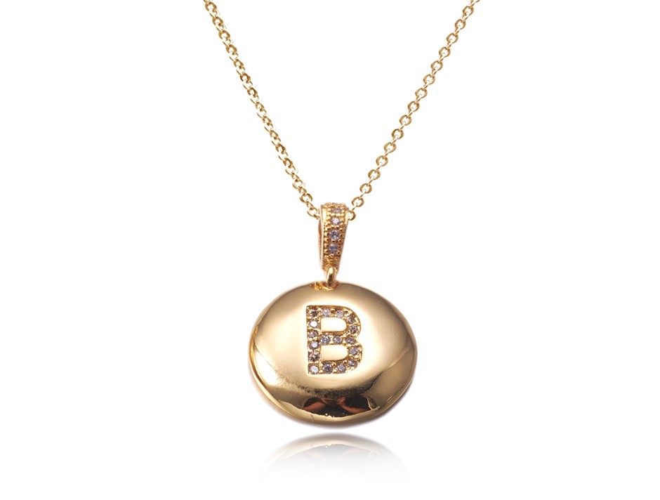Letter 'B' Gold Plated with CZ Pendant Necklace