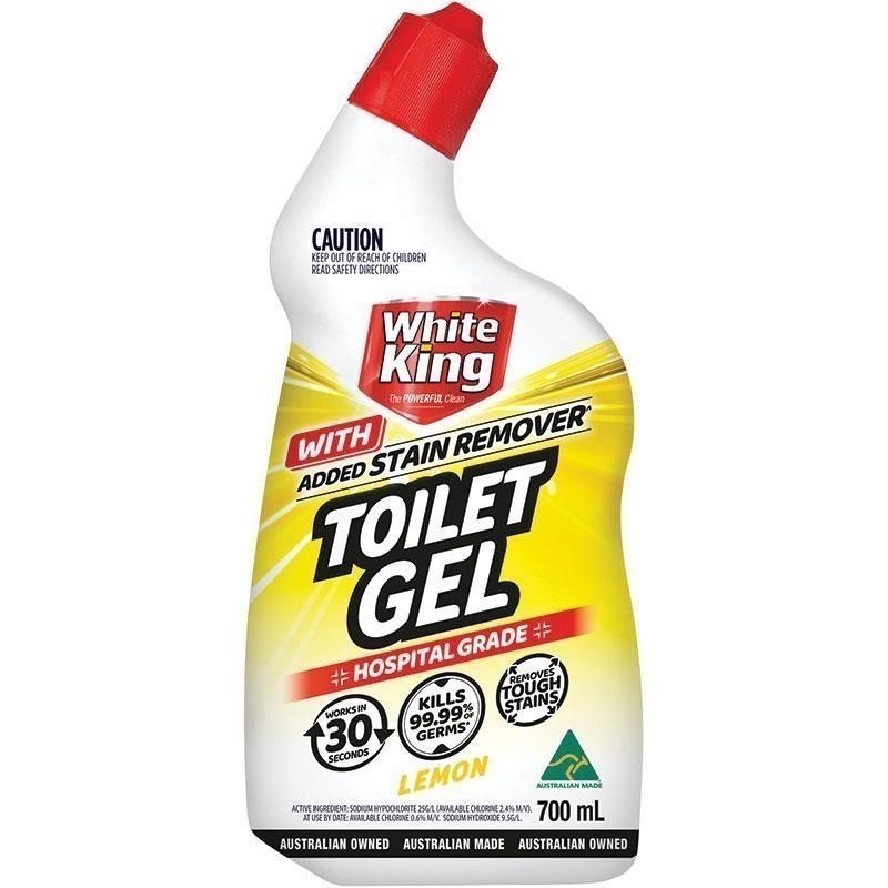 6 x WHITE KING Toilet Gel 700ml, Lemon.