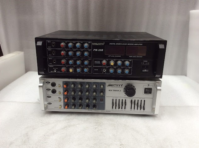 Newjomo PW-20B Digital Stereo Echo&Mix Teknik.2 Mixing Amplifier (Lot of 2)