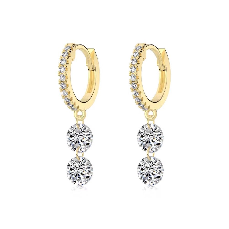 5mm 14K Gold Filled 925 Silver Simulated Diamonds Drop Earrings