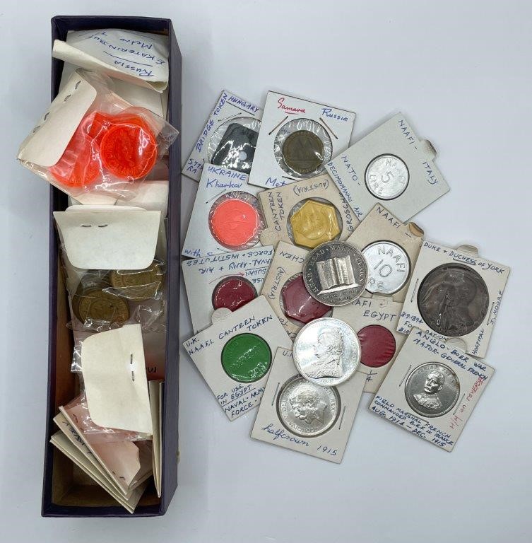 Approx.130 x Asstd World Transport tokens, half crown, British medals