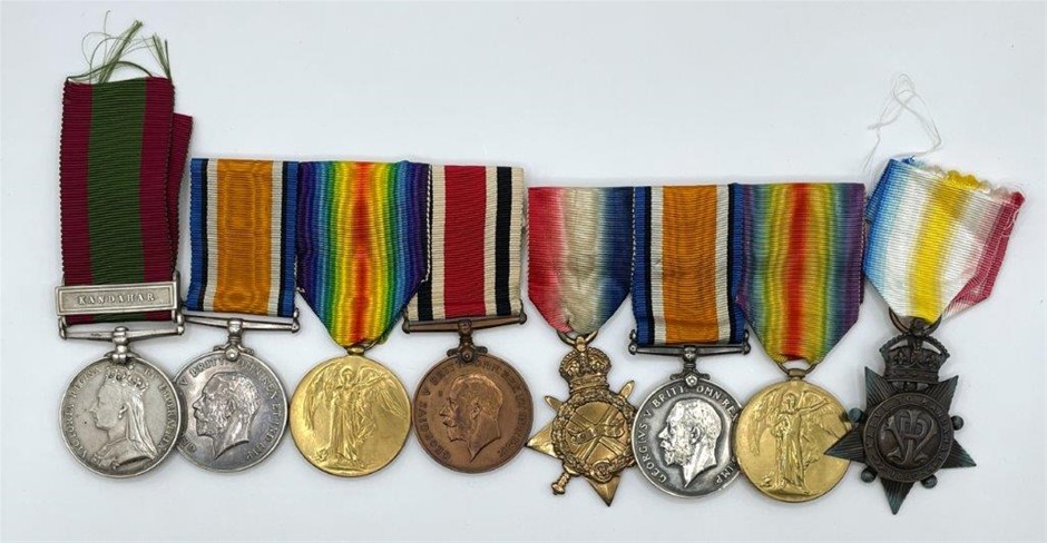 8 x Asstd British WWI Military Medals w/ Bar Suspension & Ribbon