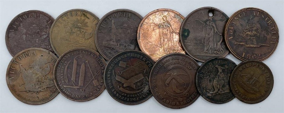 Approx. 12 x Assorted Australian Tokens and Pennys