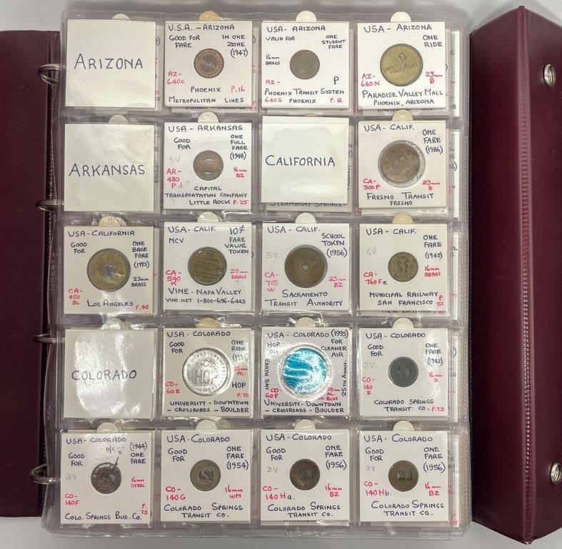 Approx. 398 x USA Transport & Authorities Tokens of Various States