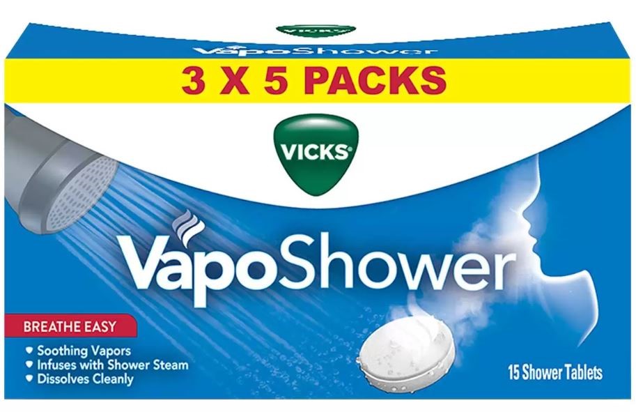 VICKS 15pk VapoShower Tablets. NB: damaged packaging.
