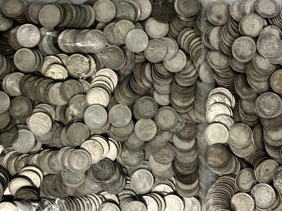 Approx. 1095 x AU Pre-decimal Threepence c.1910-63