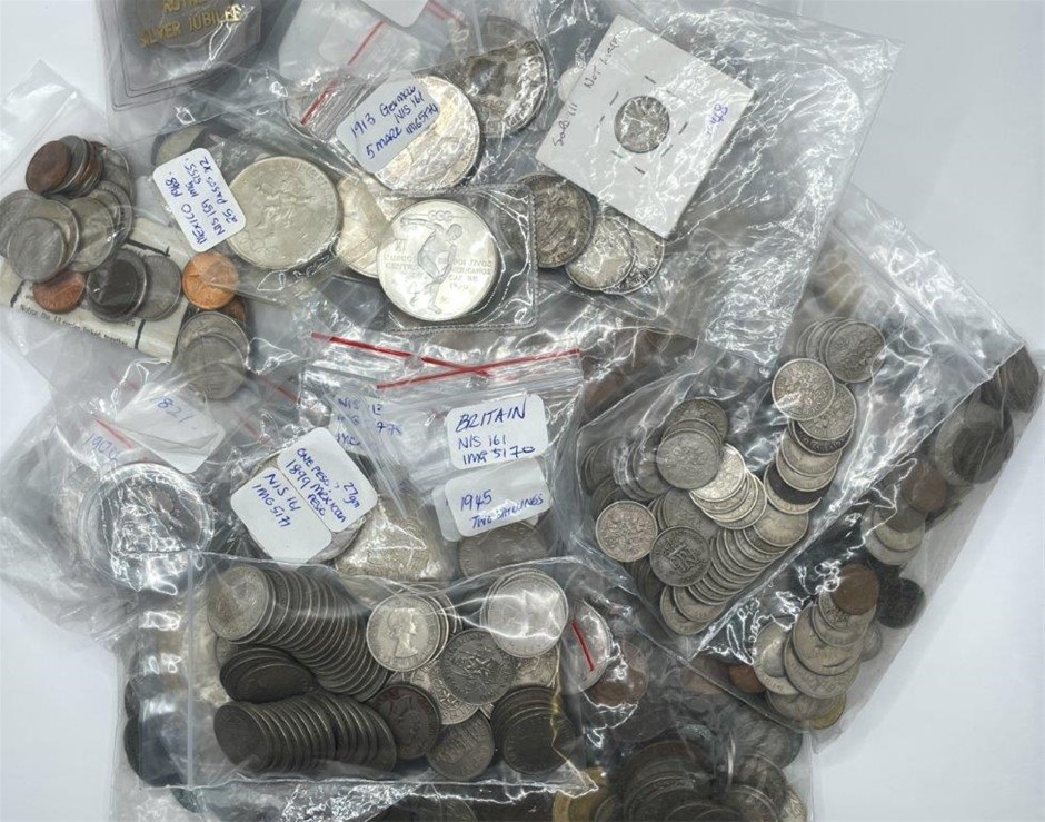 Large Collection of Asstd World Coins incl Silver, C. Ancient-1900s