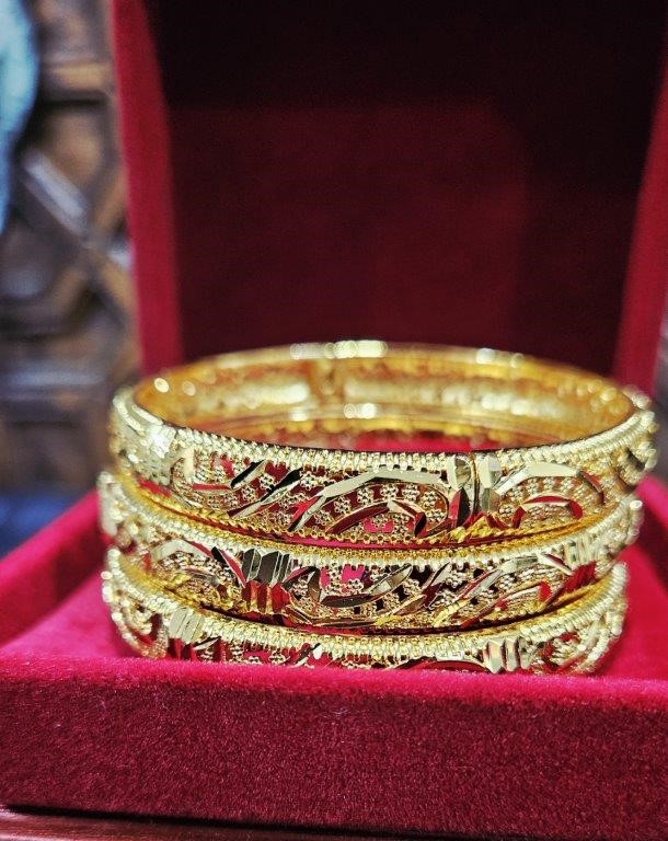 3pcs x 22KGoldFilled/Italy Triple Yellow Gold Plated  Bangles  with Stamp