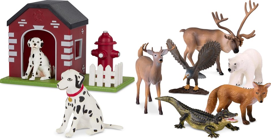 2 x TERRA by Battat Animal Playsets: Firehouse Dogs Playset & North America