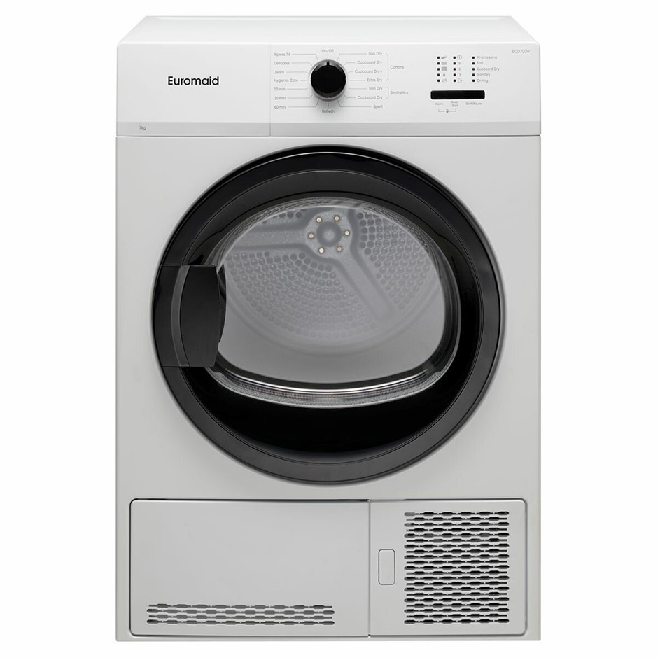EUROMAID Condenser Dryer 7kg, White, Model ECD700W. Important Notice:</b