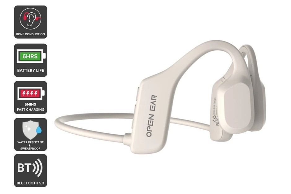 KOGAN Open-Ear Bone Conduction Sports Headphones (White)
