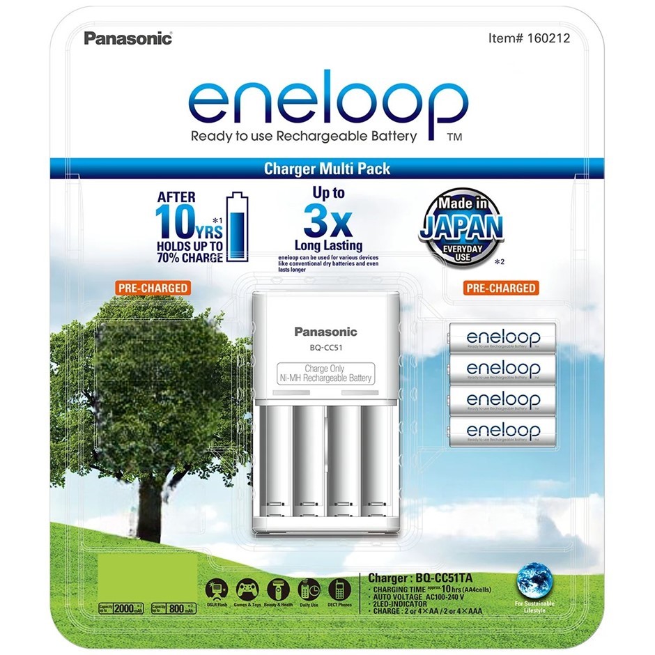 PANASONIC Eneloop Rechargeable Battery Pack. NB: Damaged packaging