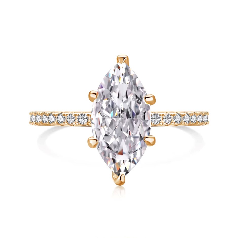 1.5ct Marquise Cut Simulated Diamond 925 Silver Ring - Size 8