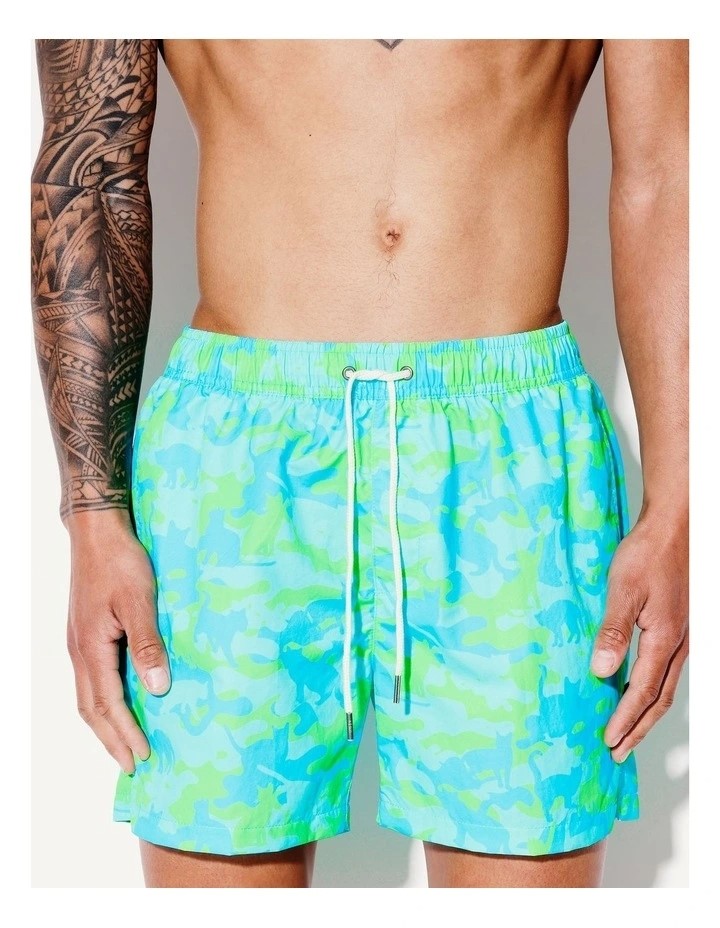 KENJI SWIM Glen Camaflage Swim Short. Size XL. Aqua.
