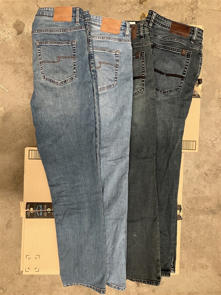 4 x Assorted Men's Jeans. Sizes 32 & 34. Incl: BUFFALO & COPPER&OAK. NB: ha
