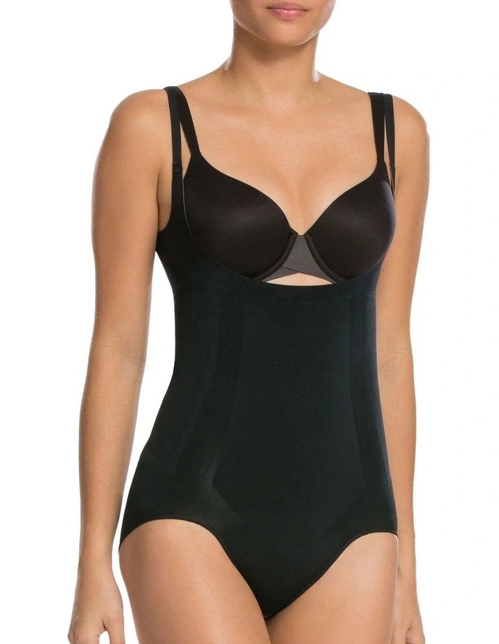 SPANX Oncore Open Bust Bodysuit, Size L, Black.