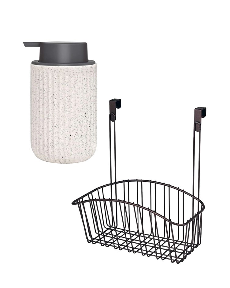 BATHROOM BUNDLE: LALA DOLCE Foaming Soap Dispenser Ceramic Bottle for Kitch