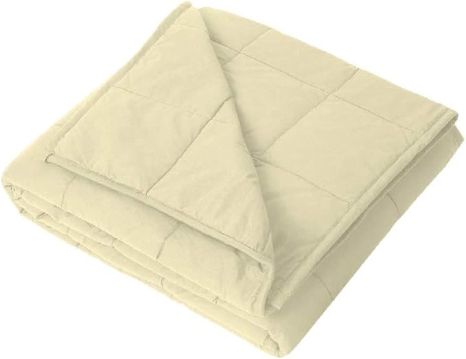 LUXOR Microfibre Weighted Blanket, Single Bed (90 x 120cm, 2.2kg), Cream.