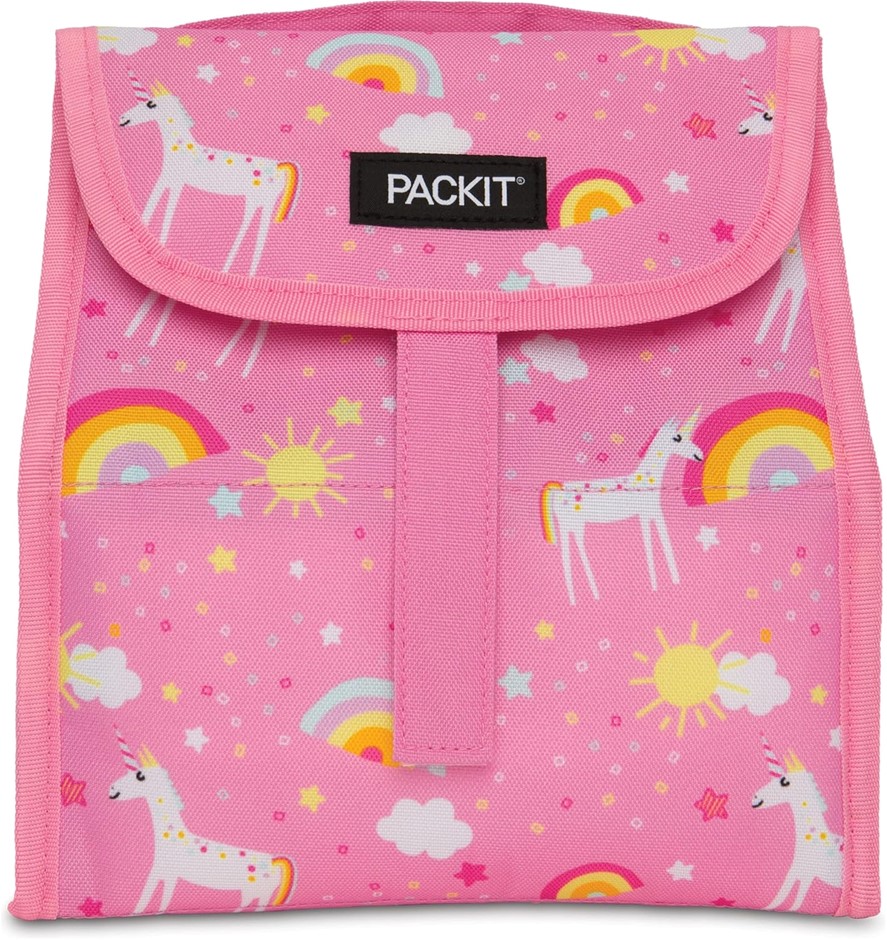 PACKIT Freezable Lunch Sack. Print: Unicorn Dream Pink.