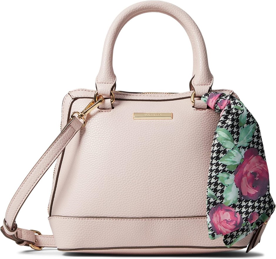 ANNE KLEIN Dome Satchel, Petal Pink/Floral Houndstooth Scarf, One Size