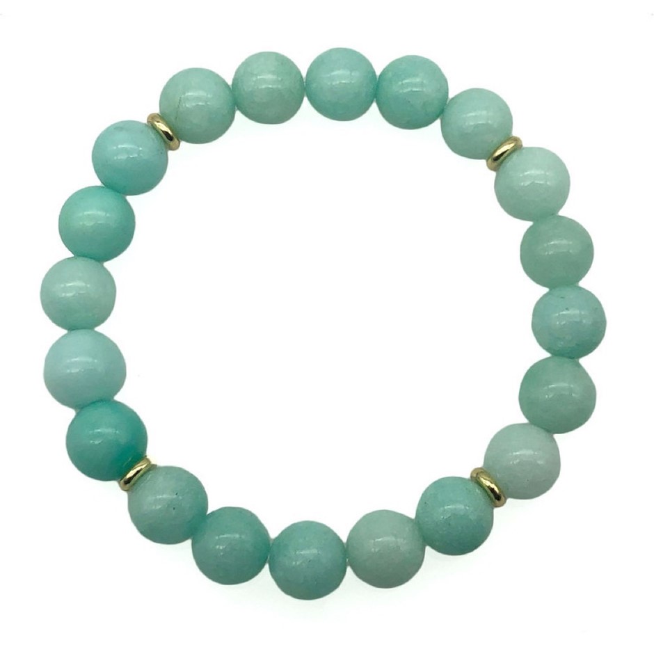 Men's Malaysia 'Jade' Quartz Gold Spacer Beaded Bracelet