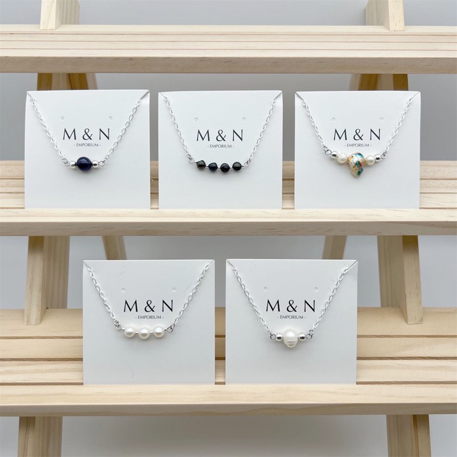 Elegant Freshwater Pearl Link Necklaces - 5 Pcs