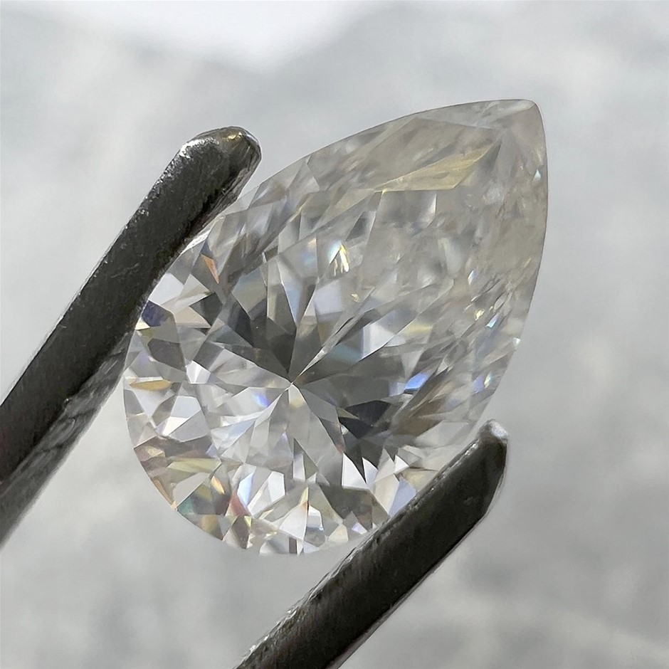 1.00ct GRA Certified Pear Cut VVS1 White Moissanite Stone