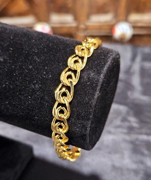 18k Italy Solid Heavy Yellow Gold Filled Bracelet-Quality Guarantee-20cm