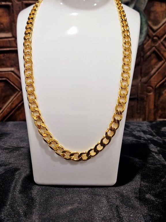 18k Italy Solid Heavy Yellow Gold Filled Cuban Chain-Quality Guarantee-60cm